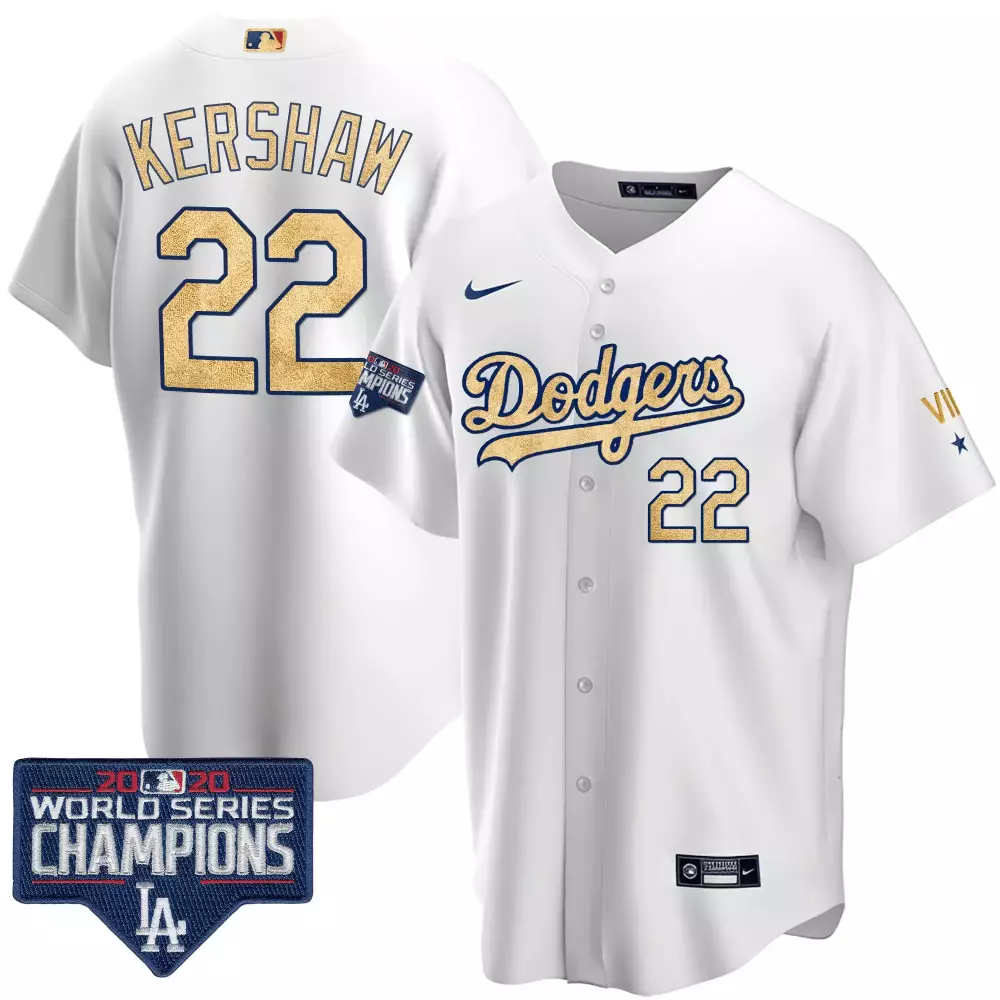 clayton kershaw cool royal mens los angeles dodgers world series vin sculy patch gold jersey all stitched