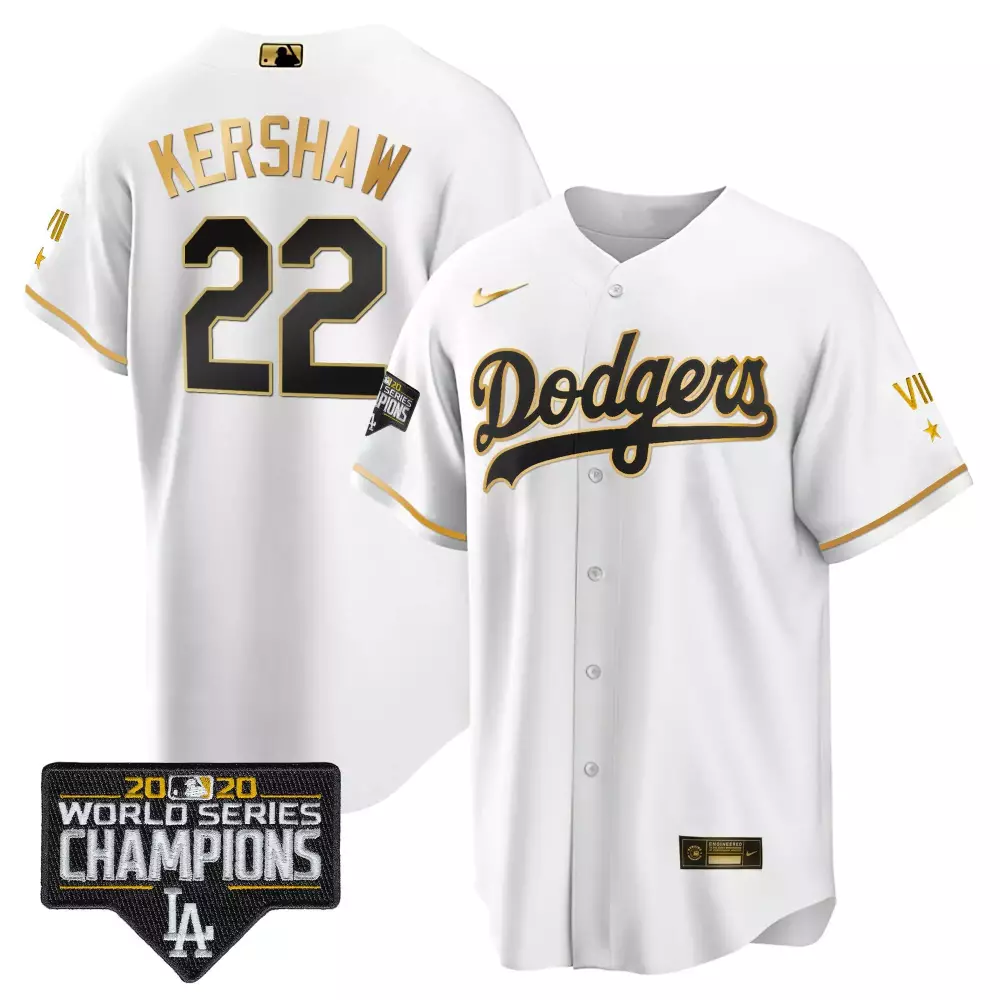 clayton kershaw cool royal mens los angeles dodgers world series vin sculy patch gold jersey all stitched