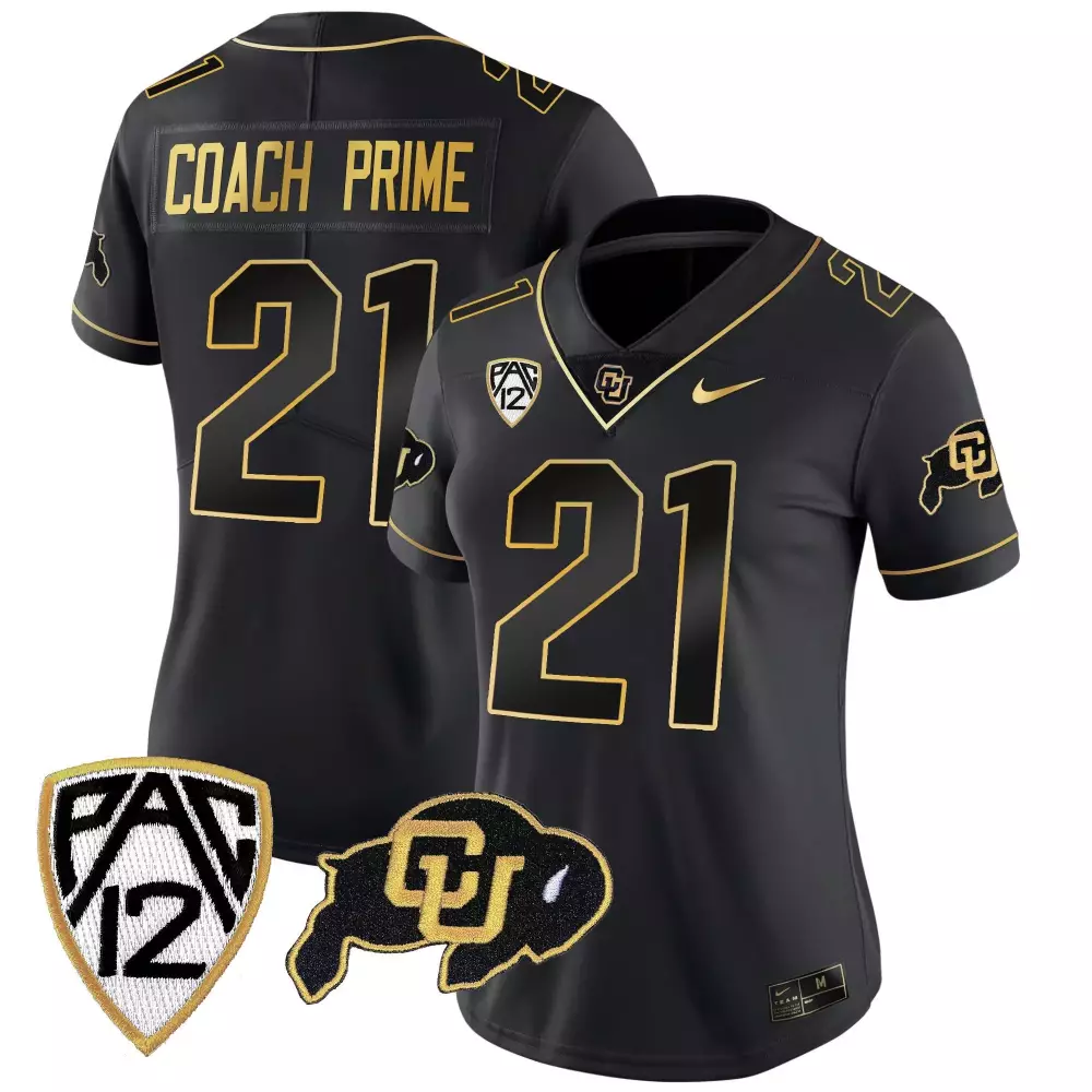 Coach Prime Black Gold Women's Vapor Limited Jersey | All Stitched Colorado Buffaloes | Replica Fan Gear for Women