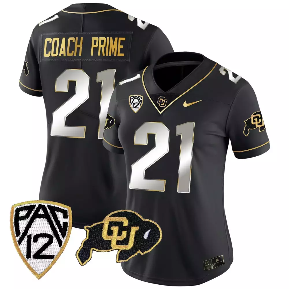 Coach Prime Black Gold Women's Vapor Limited Jersey | All Stitched Colorado Buffaloes | Replica Fan Gear for Women