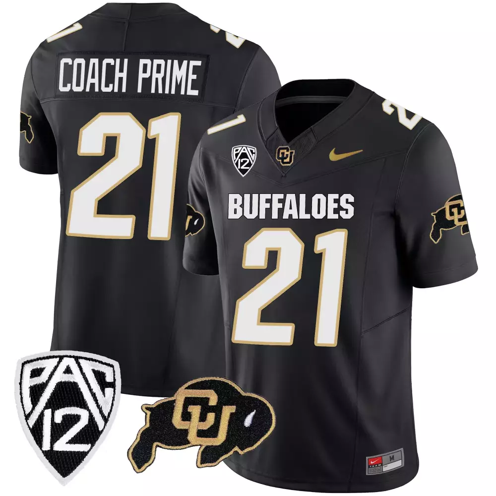 Coach Prime Black Men's Vapor Limited Jersey V4 | All Stitched Colorado Buffaloes | Fan Gear for Men