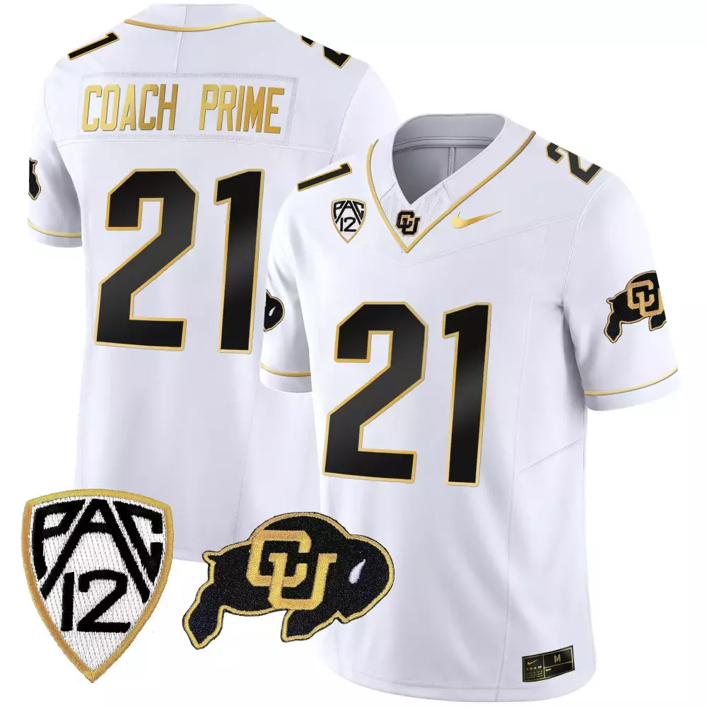 Coach Prime Colorado Buffaloes White Gold Vapor Limited Jersey | Stitched Design for Men, Women & Youth | Great Gift Idea