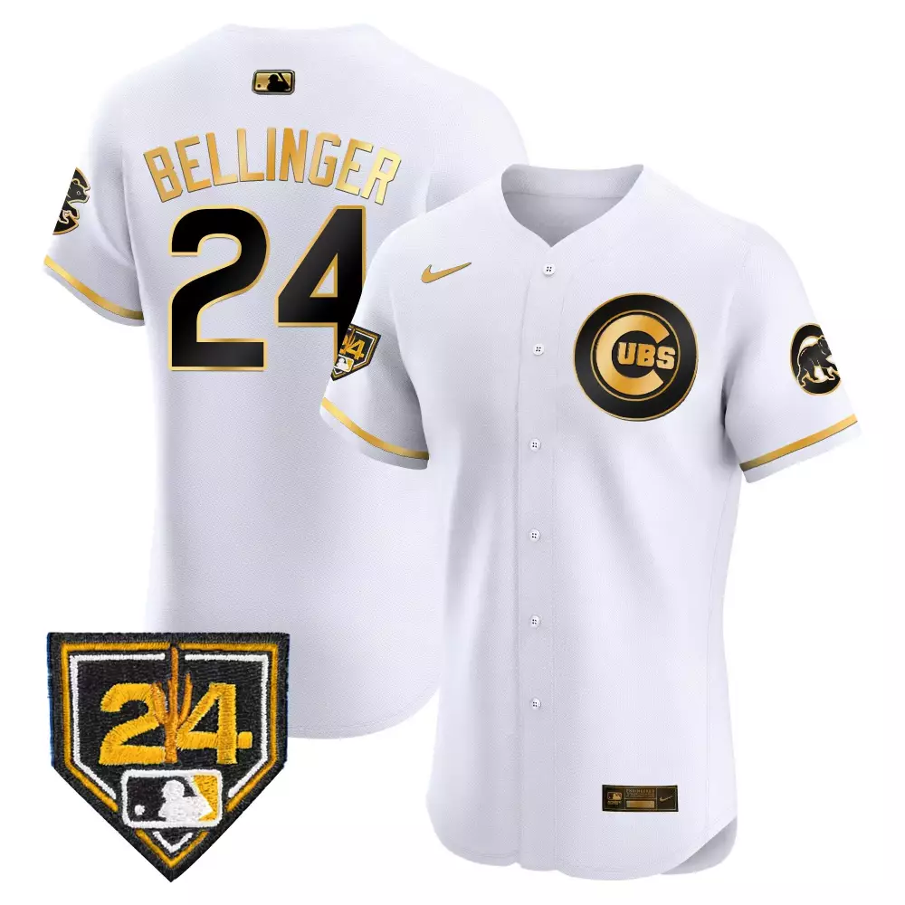 Cody Bellinger Cubs 2024 Jackie Robinson Patch Jersey V2 | Stitched White Gold Limited Edition | For Men, Women & Youth