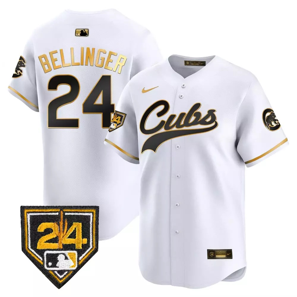 Cody Bellinger Cubs 2024 Jackie Robinson Patch Jersey V2 | Stitched White Gold Limited Edition | For Men, Women & Youth