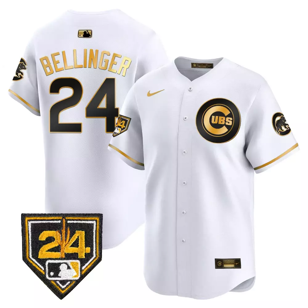 Cody Bellinger Cubs 2024 Jackie Robinson Patch Jersey V2 | Stitched White Gold Limited Edition | For Men, Women & Youth