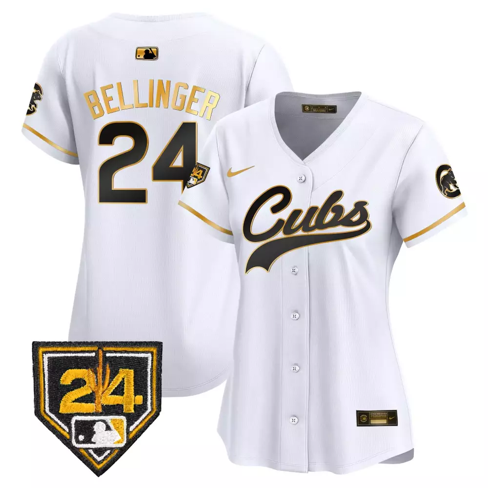 Cody Bellinger Cubs 2024 Jackie Robinson Patch Jersey V2 | Stitched White Gold Limited Edition | For Men, Women & Youth