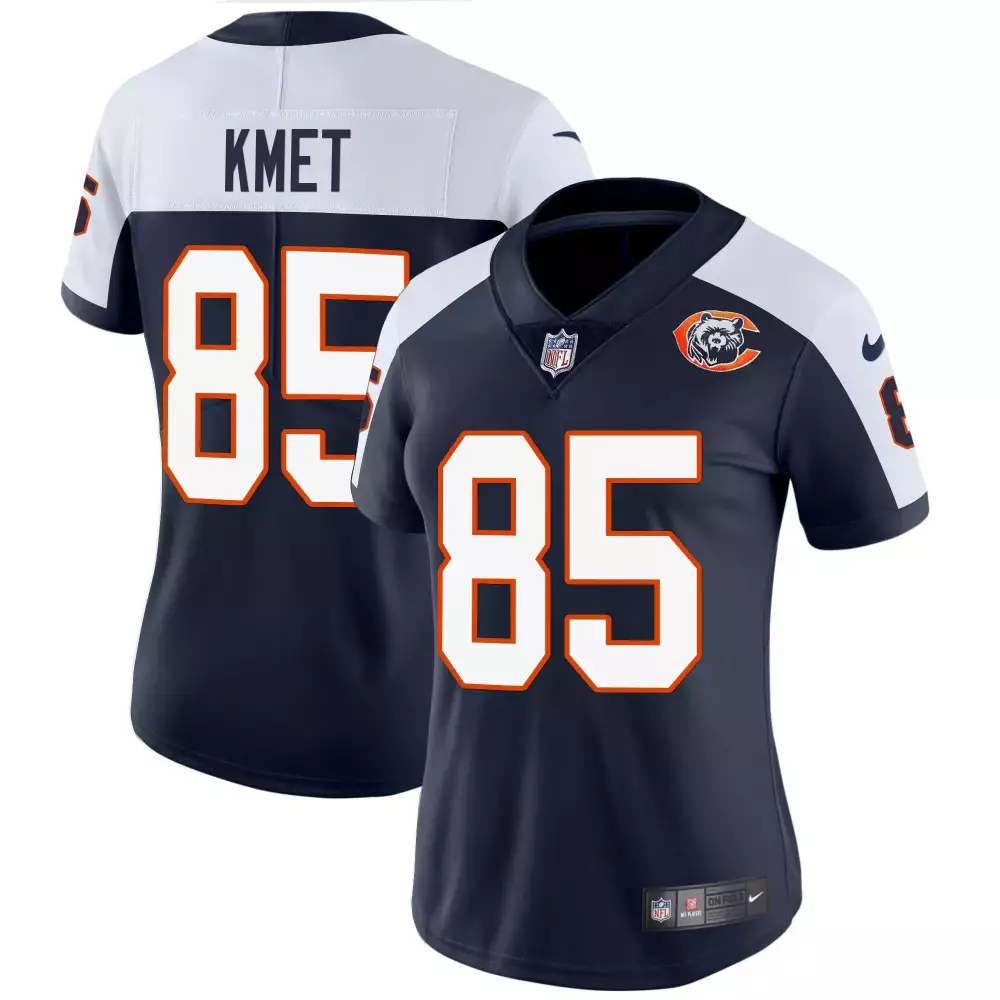 Cole Kmet Women's Chicago Bears Navy Alternate Throwback Vapor Limited Jersey | Stitched | Replica Fan Gear | For Men, Women & Youth