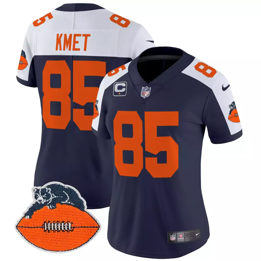 Cole Kmet Women's Chicago Bears Navy Alternate Throwback Vapor Limited Jersey | Stitched | Replica Fan Gear | For Men, Women & Youth