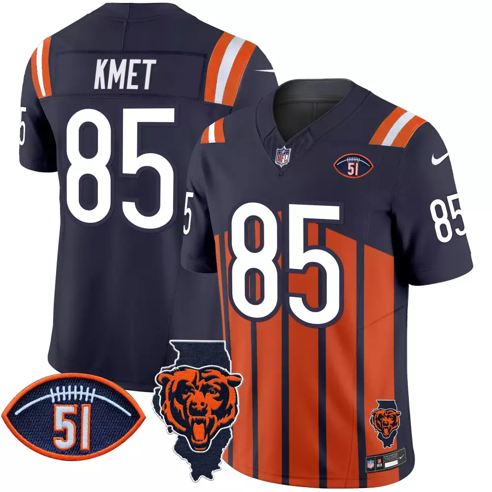 Cole Kmet Chicago Bears Women's Illinois Patch Vapor Jersey | Stitched Design | Perfect for Game Day | For Men, Women & Youth