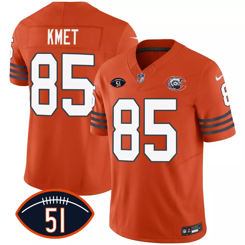 cole kmet orange mens chicago bears illinois patch vapor limited jersey v2 all stitched