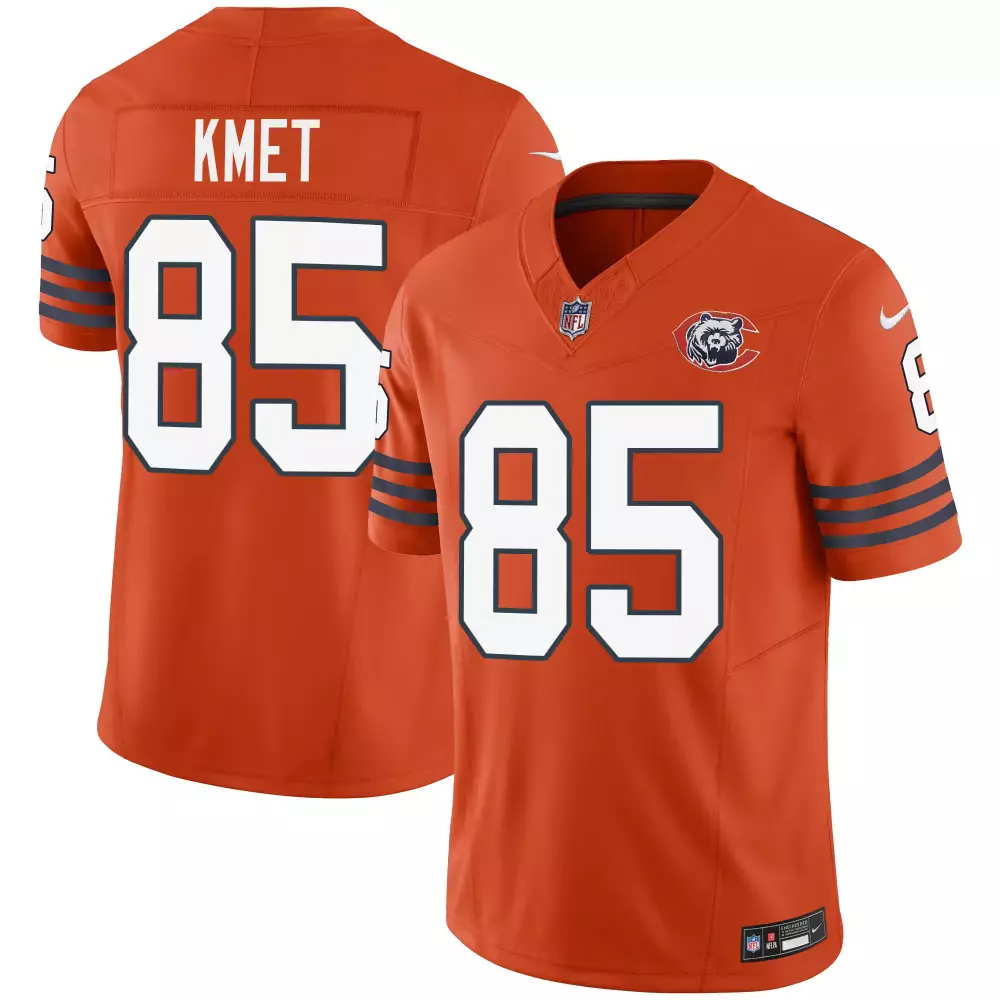 cole kmet orange mens chicago bears illinois patch vapor limited jersey v2 all stitched