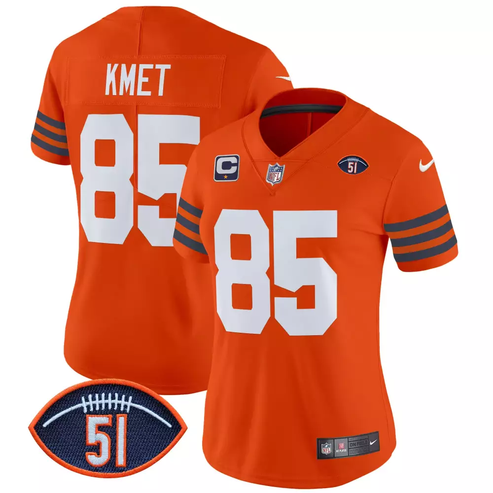 cole kmet orange mens chicago bears throwback vapor limited jersey all stitched