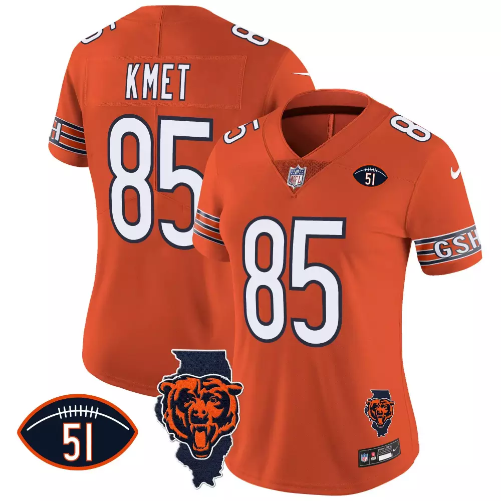 cole kmet orange mens chicago bears throwback vapor limited jersey all stitched