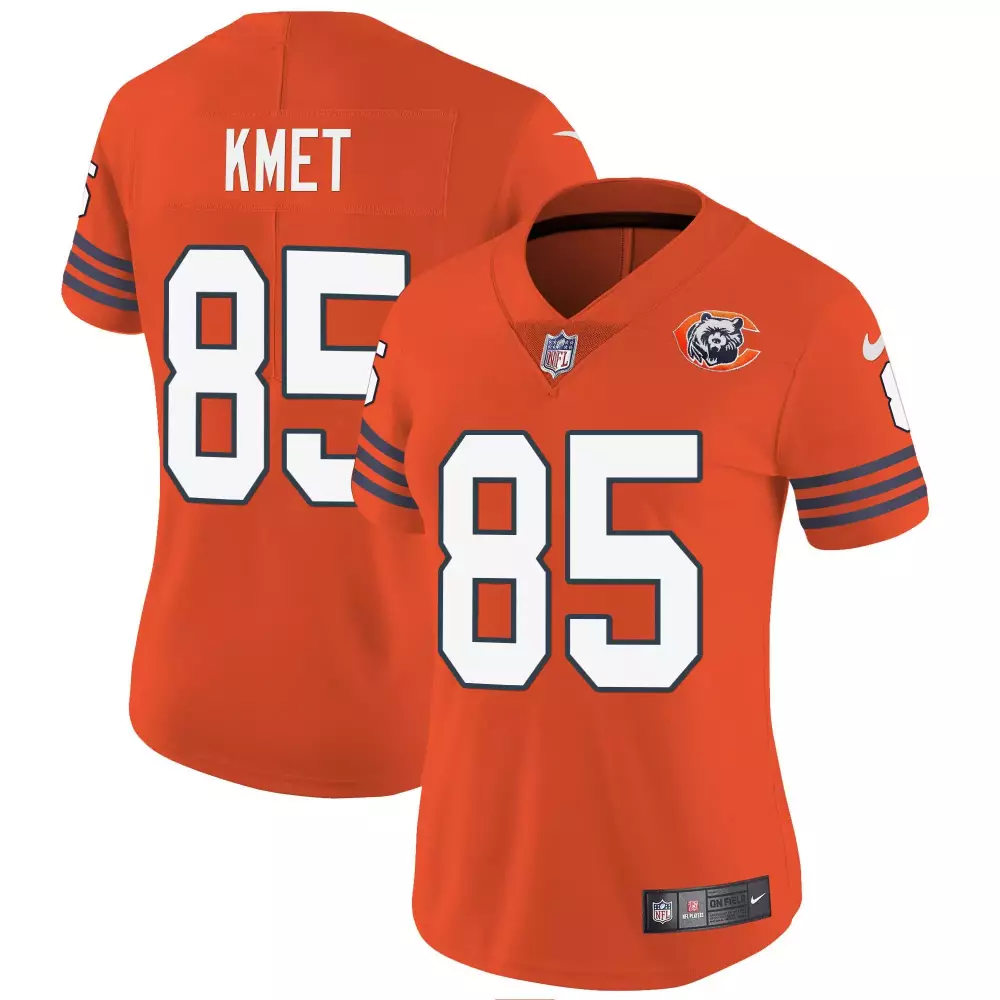cole kmet orange mens chicago bears throwback vapor limited jersey all stitched