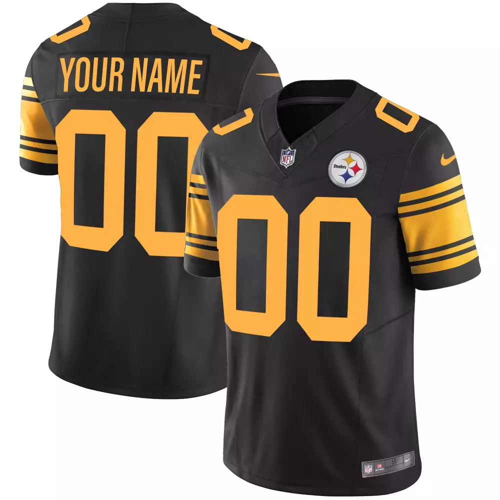 color rush youth pittsburgh steelers game white and game back custom name and number all stitched