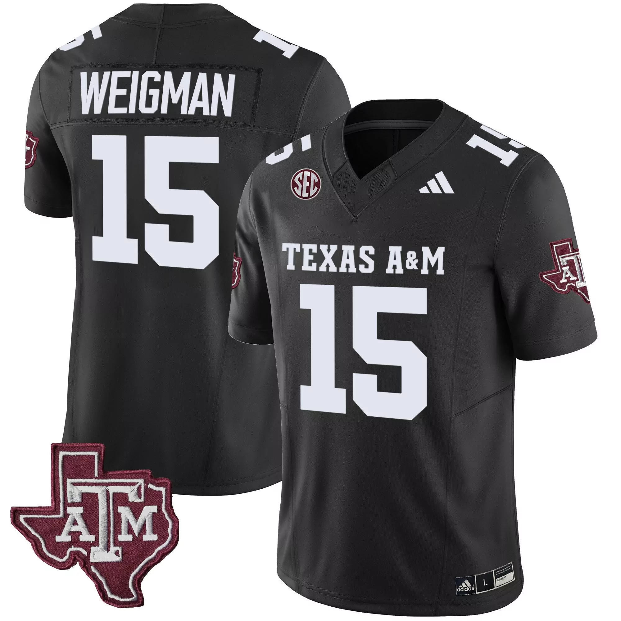 conner weigman black mens texas am aggies vapor limited jersey v2 all stitched