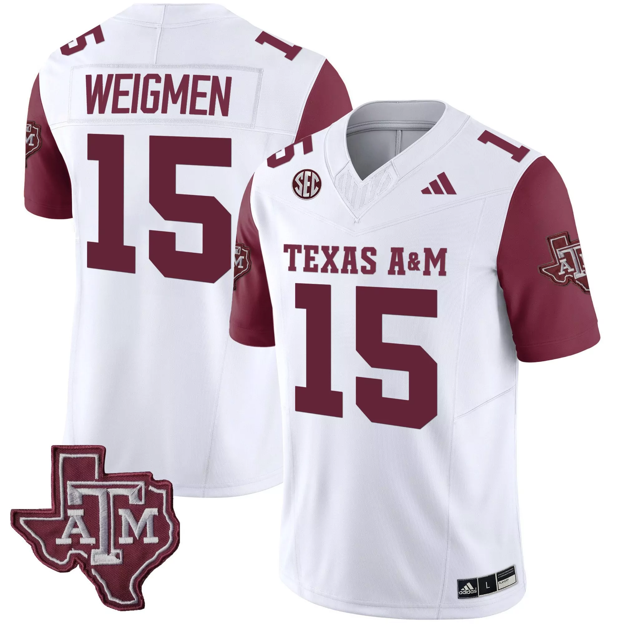 conner weigman maroon sleeves mens texas am aggies vapor limited jersey all stitched