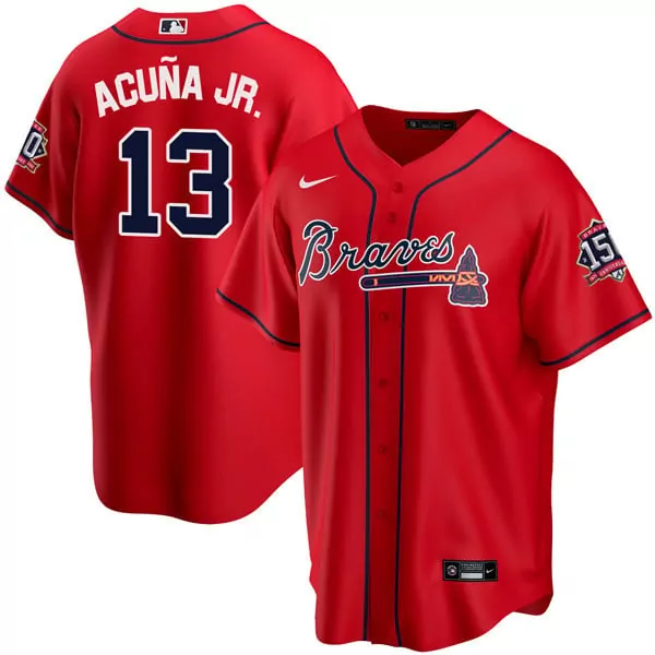 Ronald Acuna Jr. Atlanta Braves Cool Base Men's Jersey | Stitched Red | Fan Gear for Game Day | For Men, Women & Youth