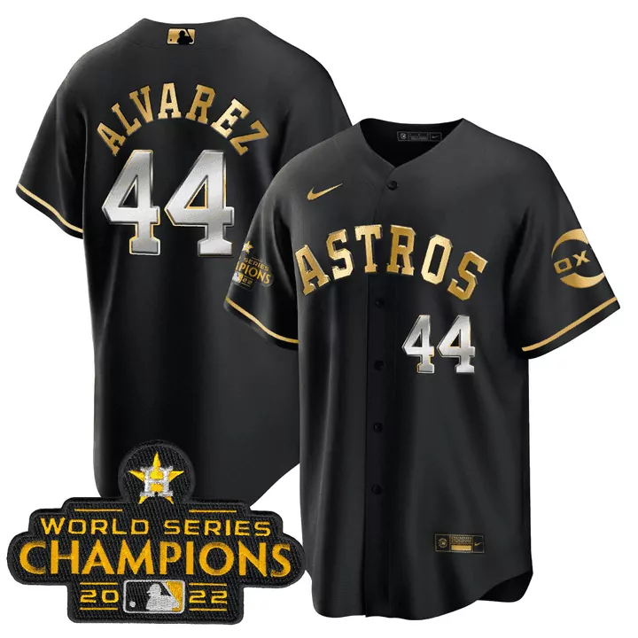 Yordan Alvarez Houston Astros Black Gold Rush Jersey | Men's Cool Base | All Stitched Fan Gear | For Men, Women & Youth