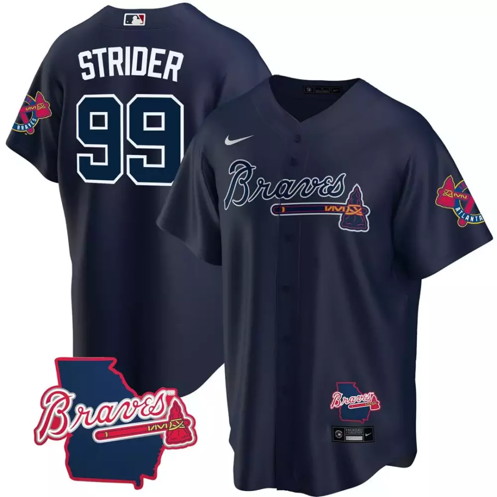 Spencer Strider Atlanta Braves Los Bravos Mexico Jersey | Stitched Women's Fan Gear | For Men, Women & Youth