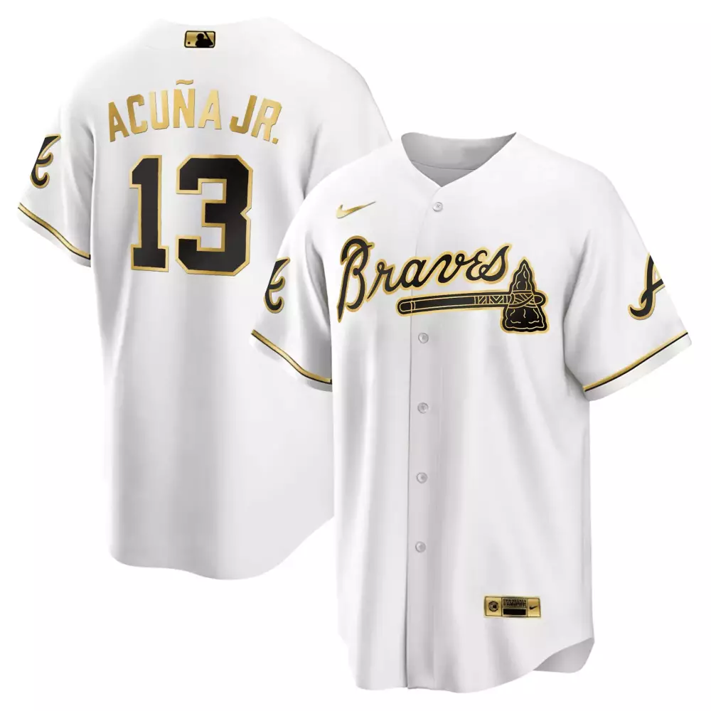 Ronald Acuña Jr. Atlanta Braves Black Gold Jersey | 2024 Robinson Georgia Patch | Vapor Premier Limited Edition | For Wome