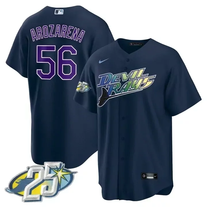 cool base youth randy arozarena tampa bay rays navy jersey all stitched