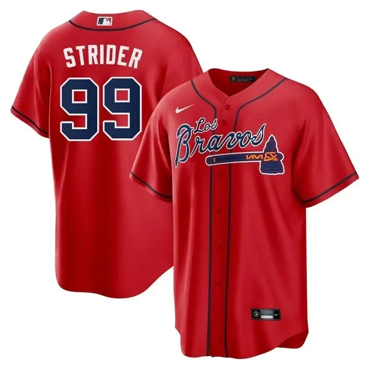 Spencer Strider Atlanta Braves Red Youth Jersey | Cool Base Stitched Fan Gear | For Men, Women & Youth