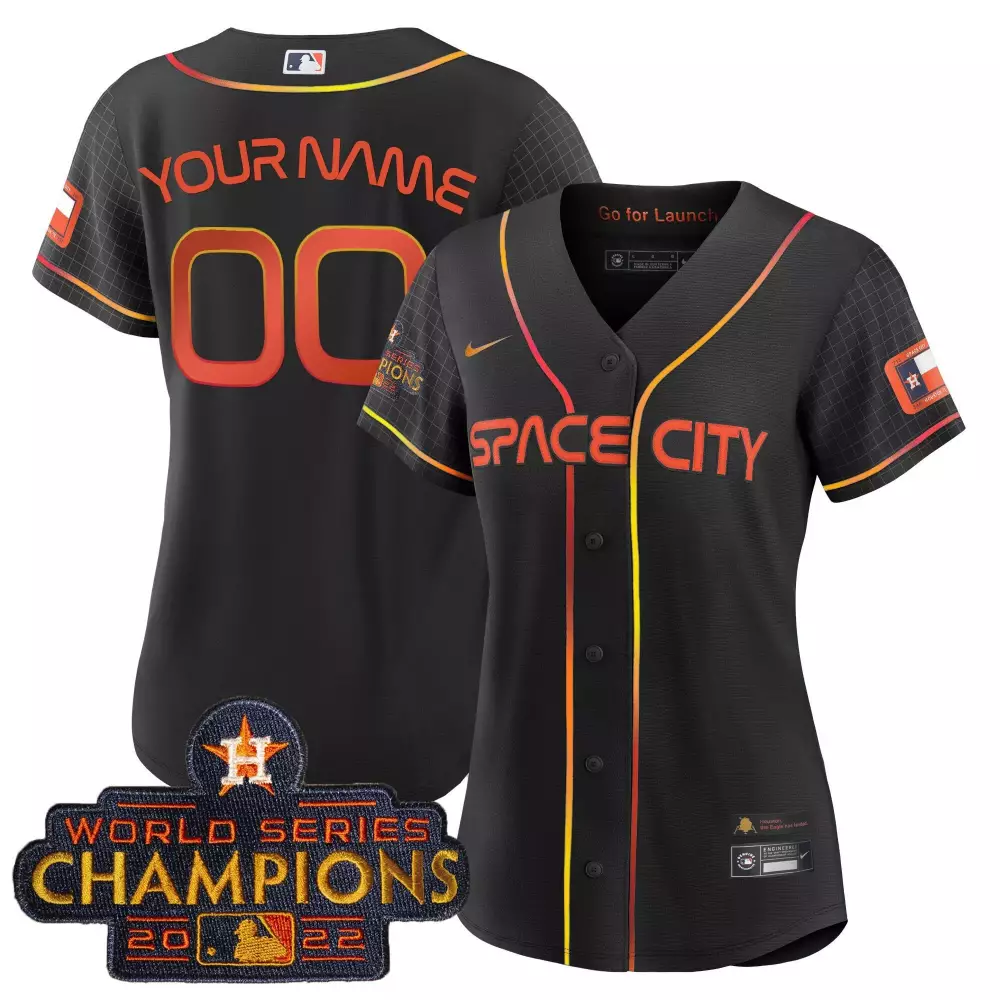 2023 Space City Champions Custom Jersey | Black Stitched for Youth Houston Astros | Fan Gear for All