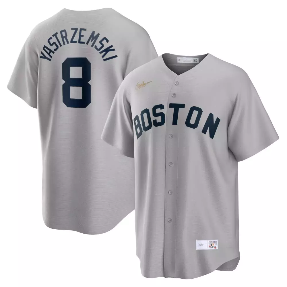 cool men carl yastrzemski boston red sox gray jersey all stitched
