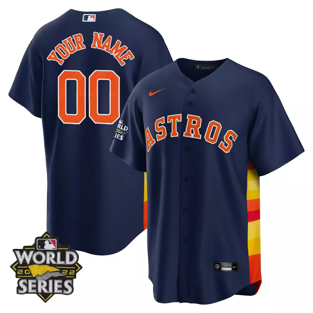 cool navy men houston astros 2022 champions limited custom name and number jersey all stitched