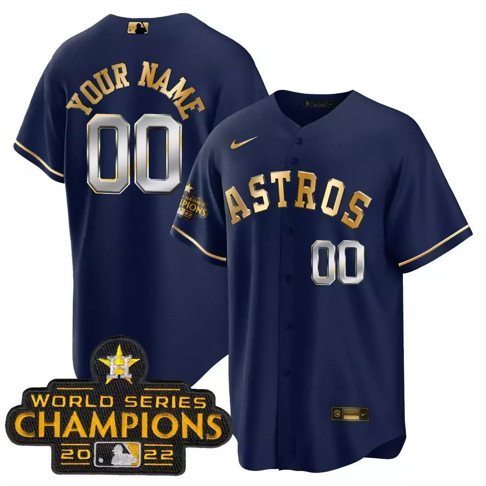cool navy men houston astros 2022 champions limited custom name and number jersey all stitched