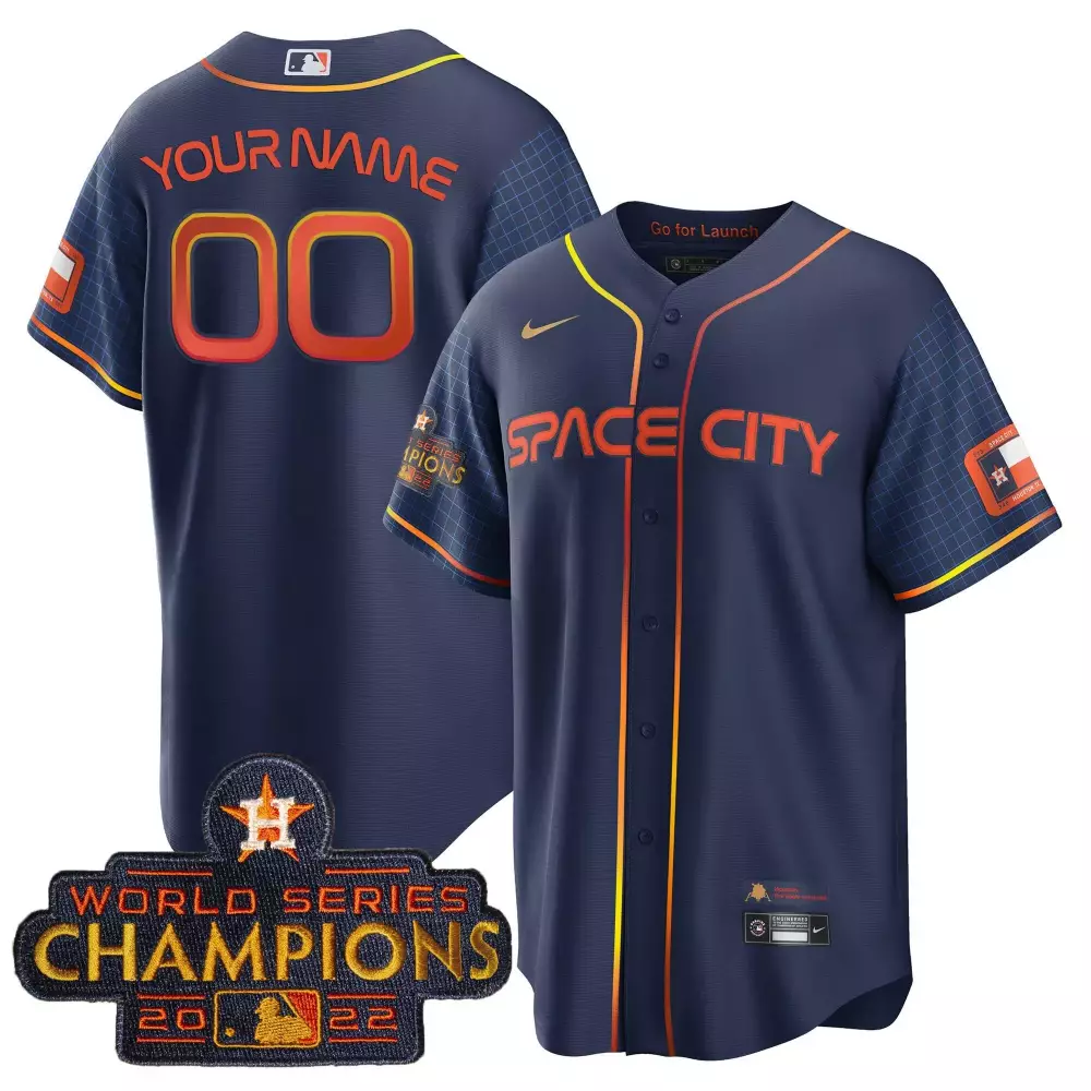 cool navy men houston astros 2022 champions limited custom name and number jersey all stitched