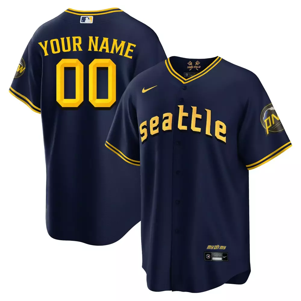 cool navy men seattle mariners 2023 city connect fan made edition custom jersey all stitched
