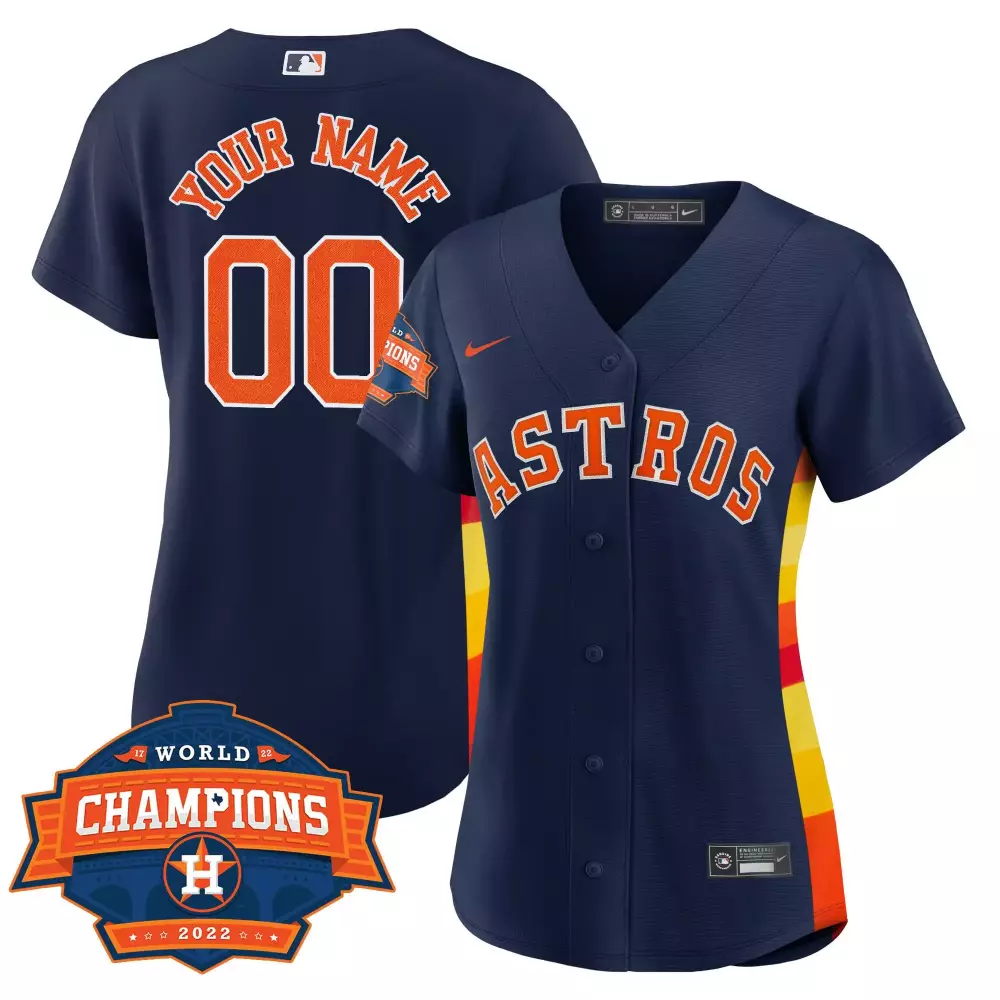 cool navy men houston astros 2022 champions limited custom name and number jersey all stitched