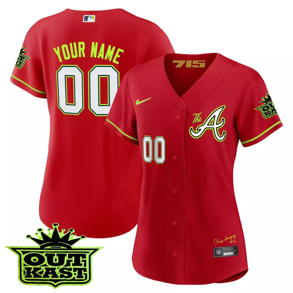 cool red women atlanta braves atliens the a baseball custom jersey all stitched