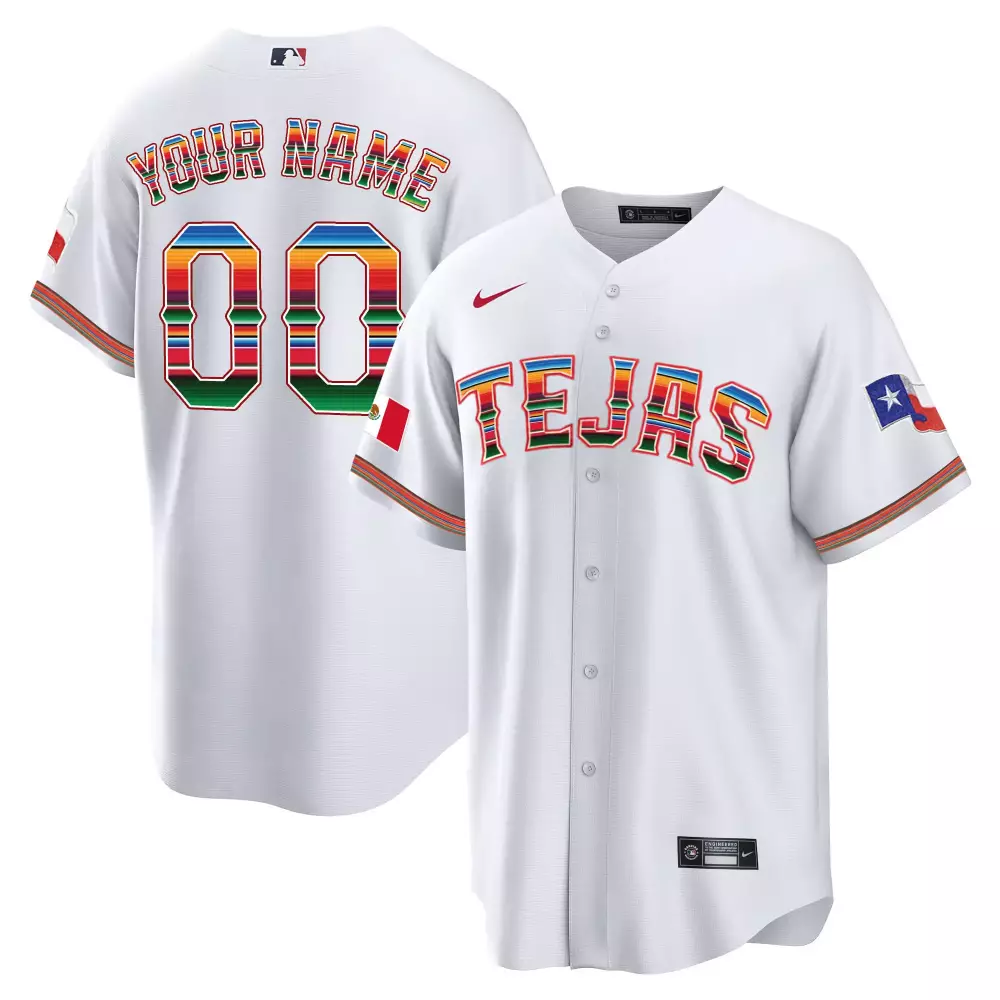 White Men Texas Rangers Mexican Custom Jersey V2 | All Stitched | Stylish Fan Gear for Men, Women & Youth