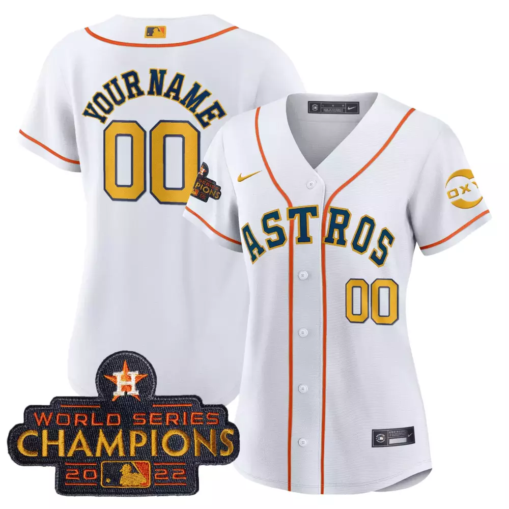cool white sleeves women houston astros 2023 gold alternate custom jersey all stitched