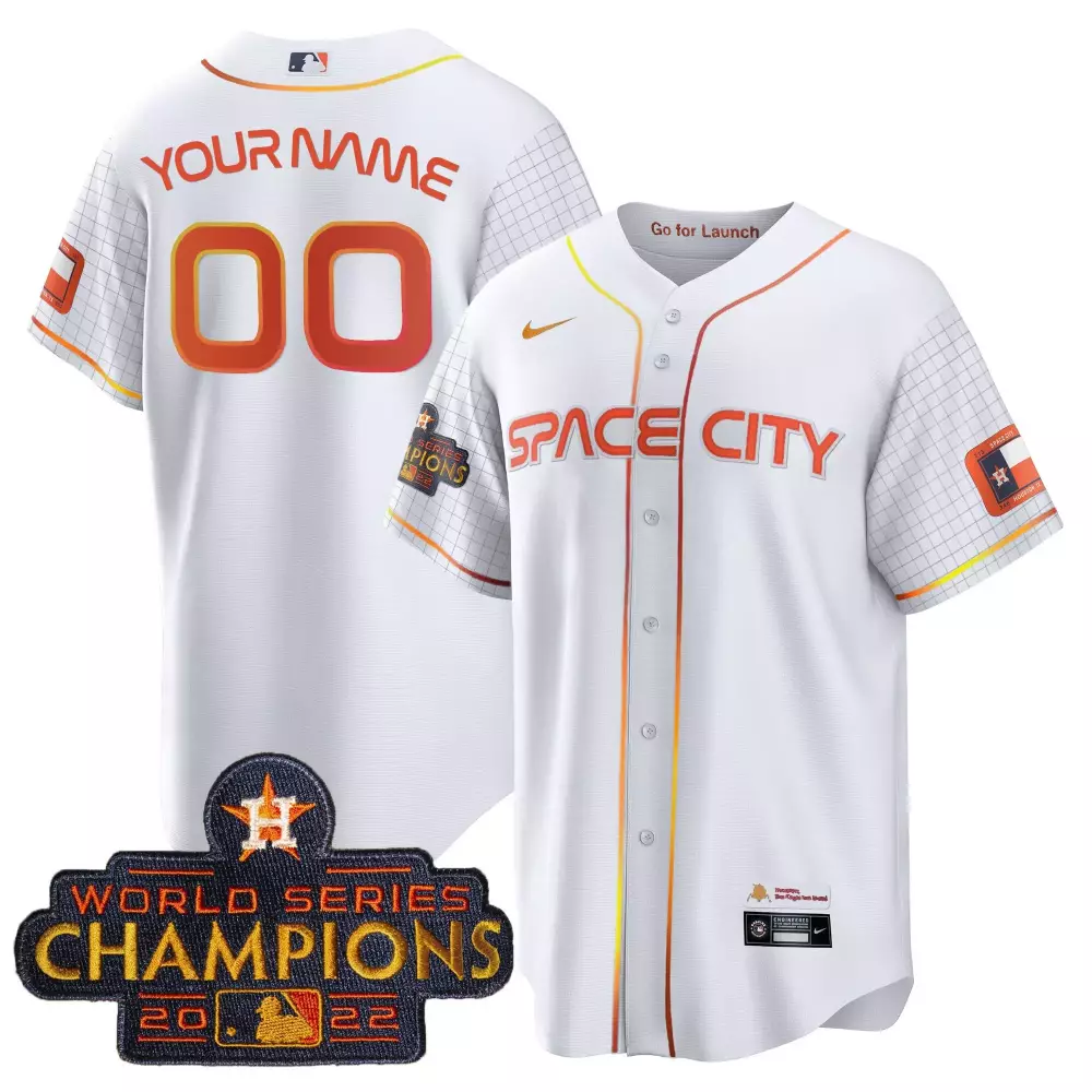 Youth Custom Stitched White Houston Astros 2023 Space City Champions Jersey | Celebrate with Fan Gear for Men, Women & Youth