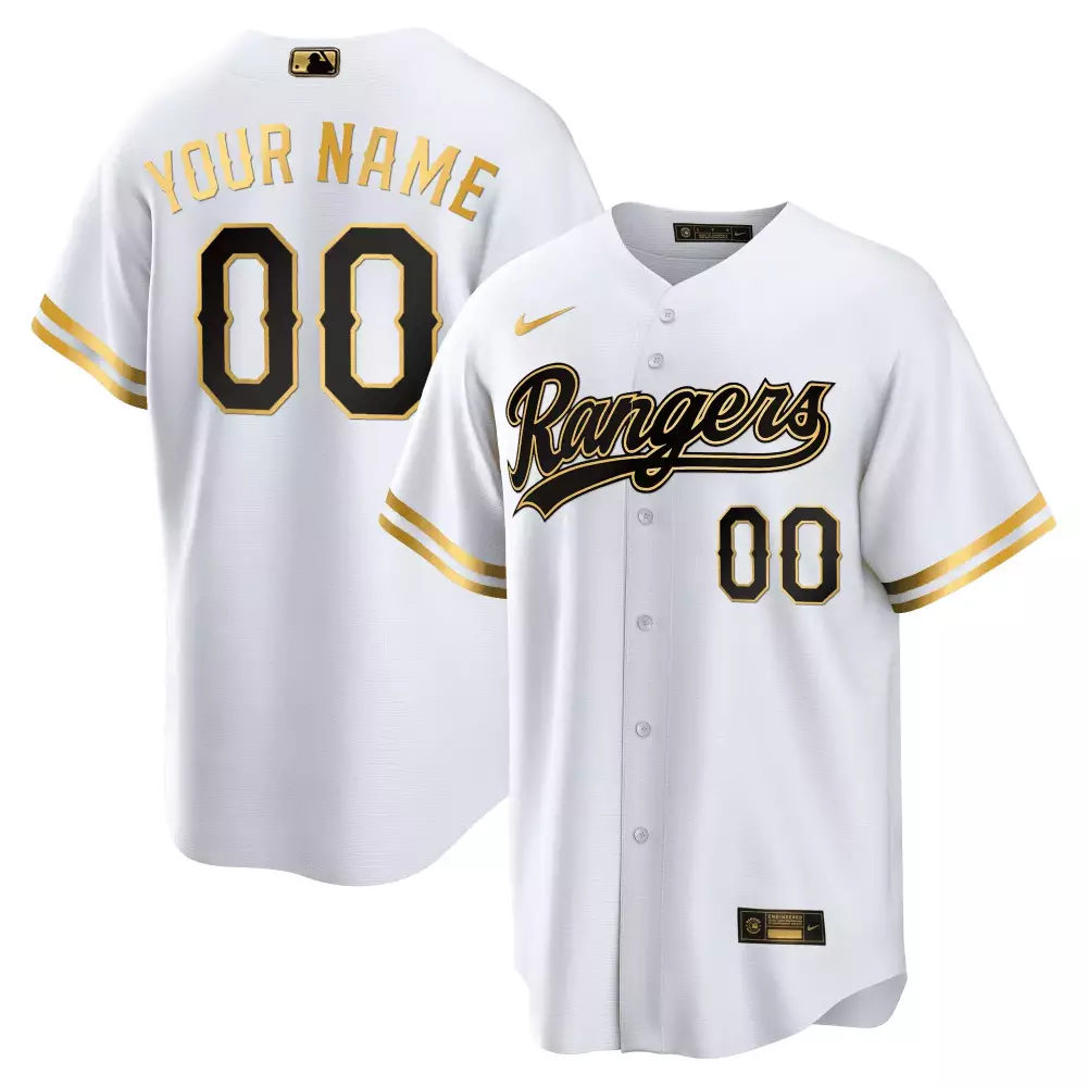 White Youth Texas Rangers 2023 Gold Jersey | All Stitched | Stylish Fan Gear for Men, Women & Youth