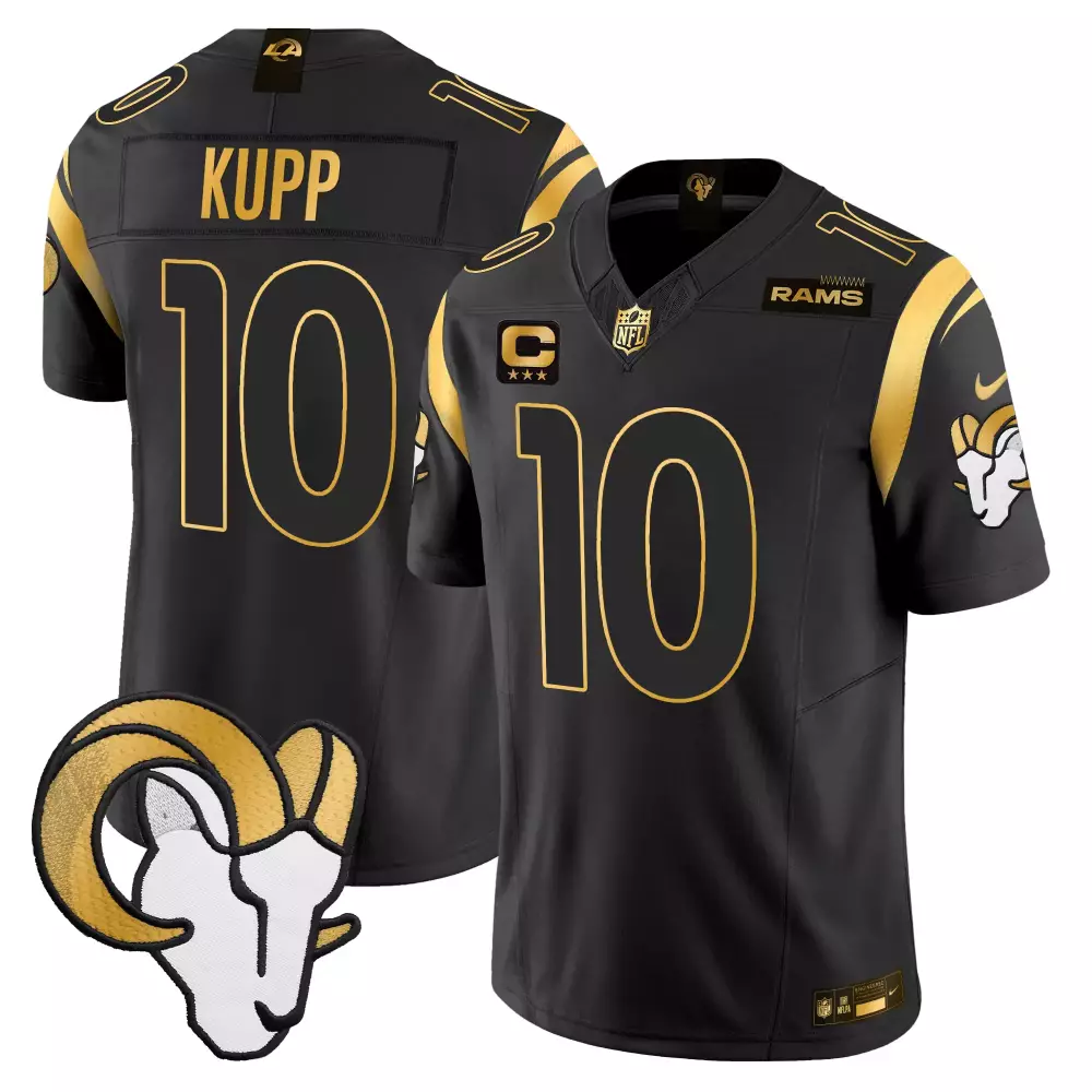 cooper kupp black gold mens los angeles rams 2024 gold vapor limited jersey all stitched
