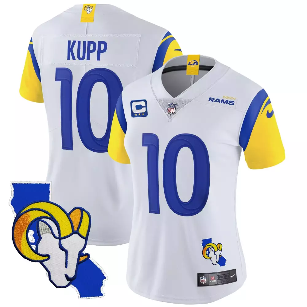 cooper kupp white womens los angeles rams california patch vapor limited jersey all stitched