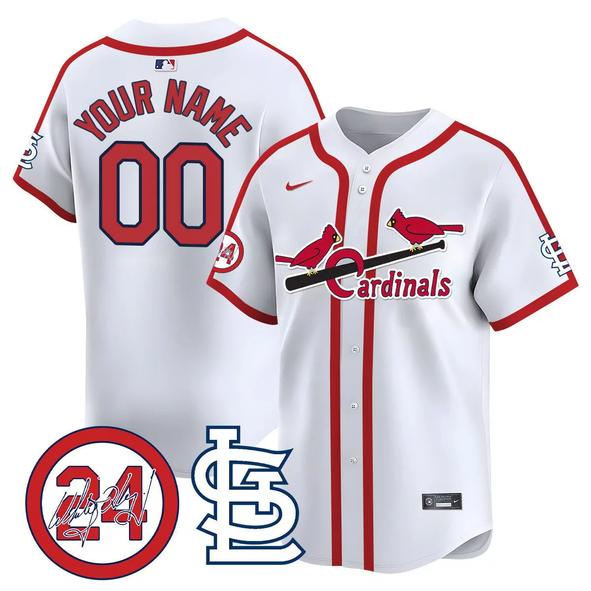 cooperstown white youth st louis cardinals memorial vapor premier limited custom jersey all stitched