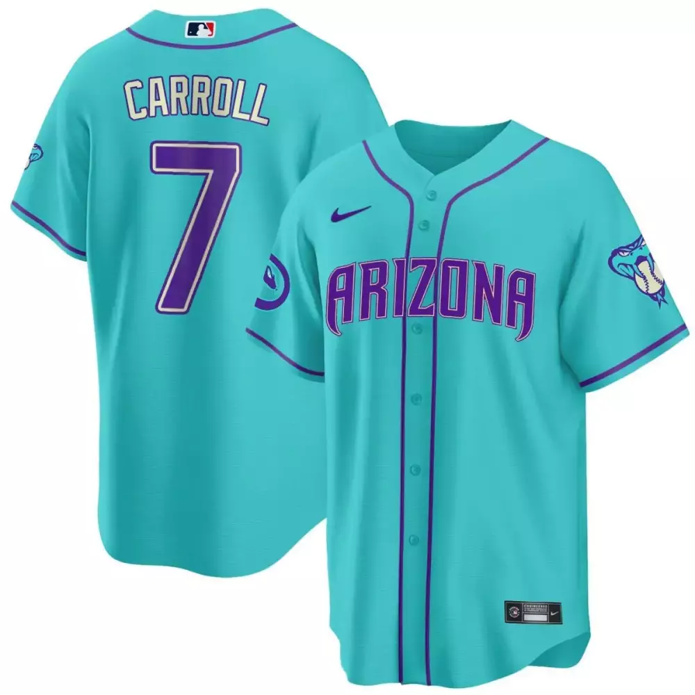 corbin carroll cool arizona mens 2024 arizona diamondbacks teal purple jersey all stitched