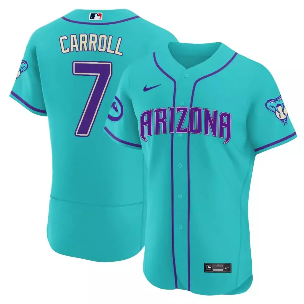 corbin carroll flex arizona mens 2024 arizona diamondbacks teal purple jersey all stitched