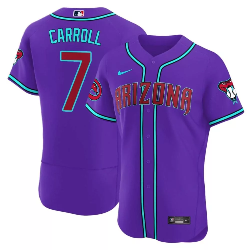 corbin carroll purple arizona mens arizona diamondbacks 2024 flex base jersey v2 all stitched
