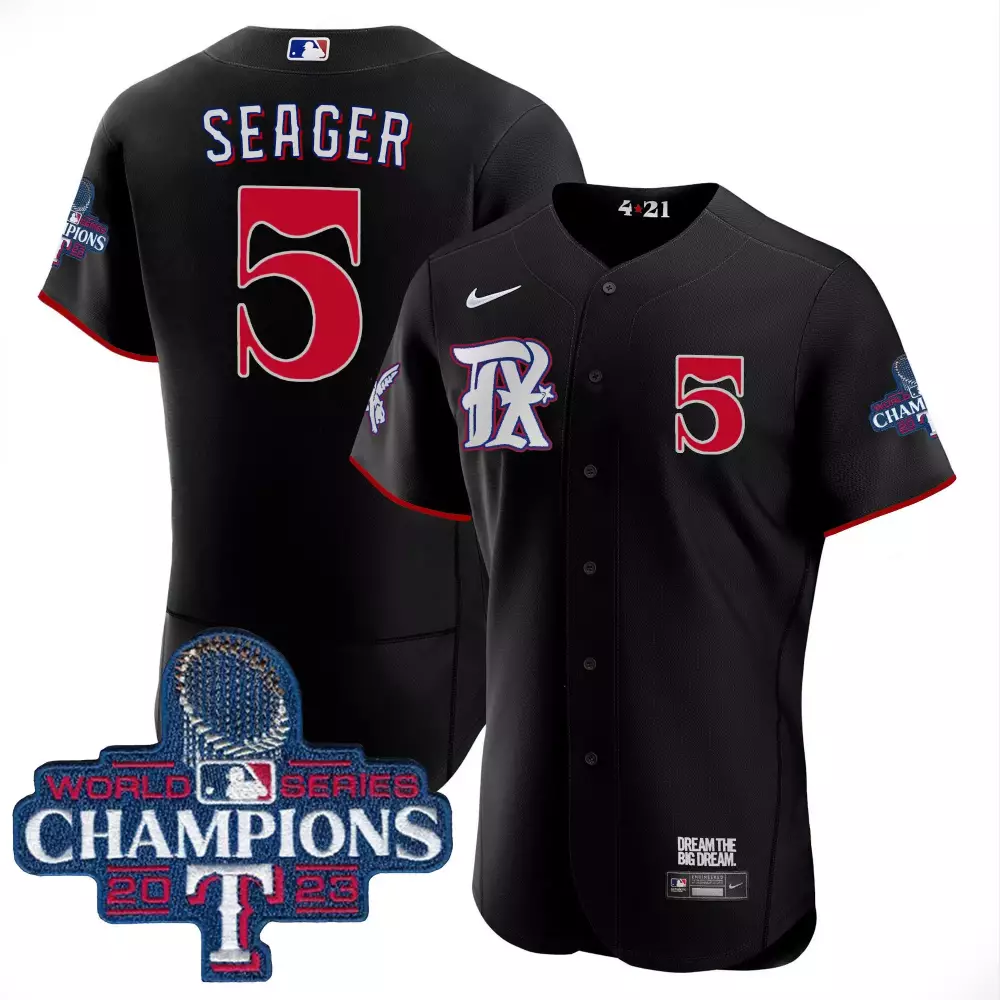 Corey Seager Men's Jersey | Texas Rangers 2023 World Series Champions Black City Connect Flex Base Style | All Stitched Fan Gear for Men, Women & Youth