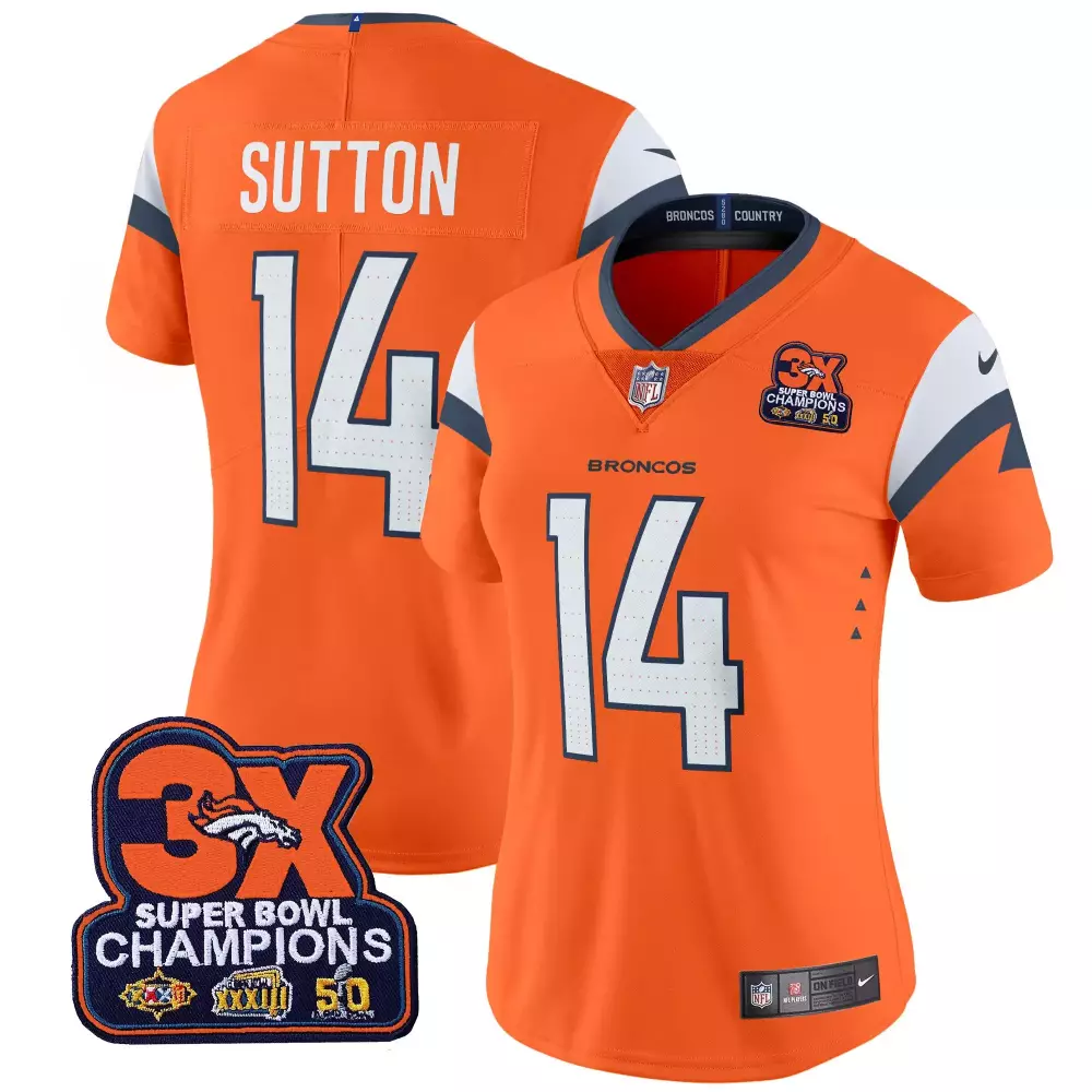 Courtland Sutton Denver Broncos Orange Women's Jersey | 3-Time Champions Patch Vapor Limited | Stitched Fan Gear for Women & Youth