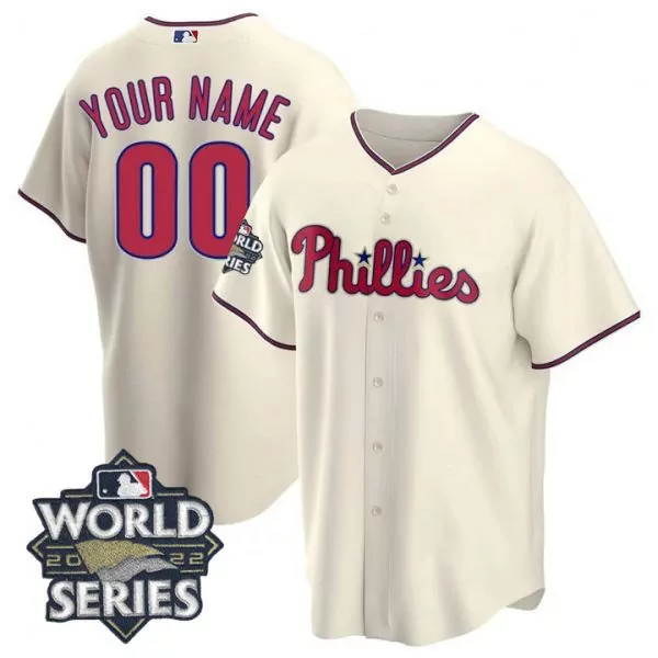 cream cool base mens philadelphia phillies 2022 world series custom jersey all stitched