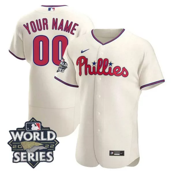cream cool base mens philadelphia phillies 2022 world series custom jersey all stitched