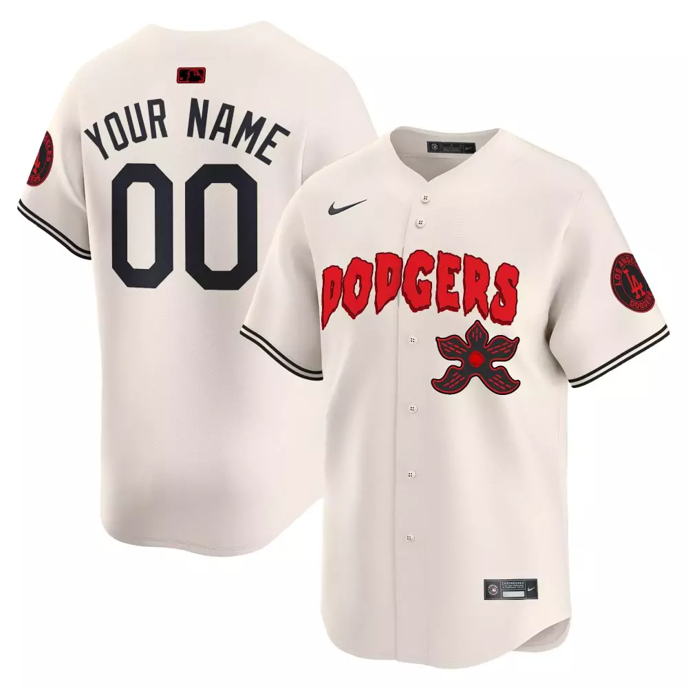 cream men los angeles dodgers stranger things vapor premier limited custom jersey all stitched